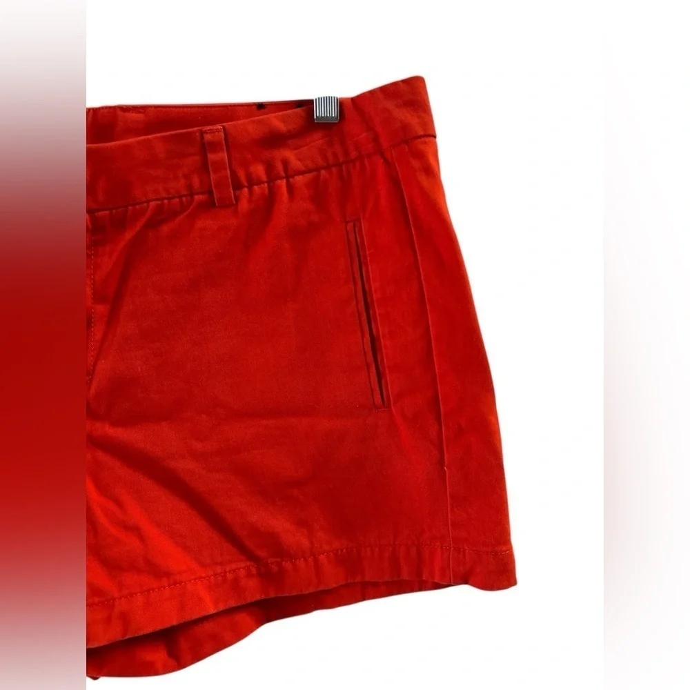 Red mid rise denim cotton shorts